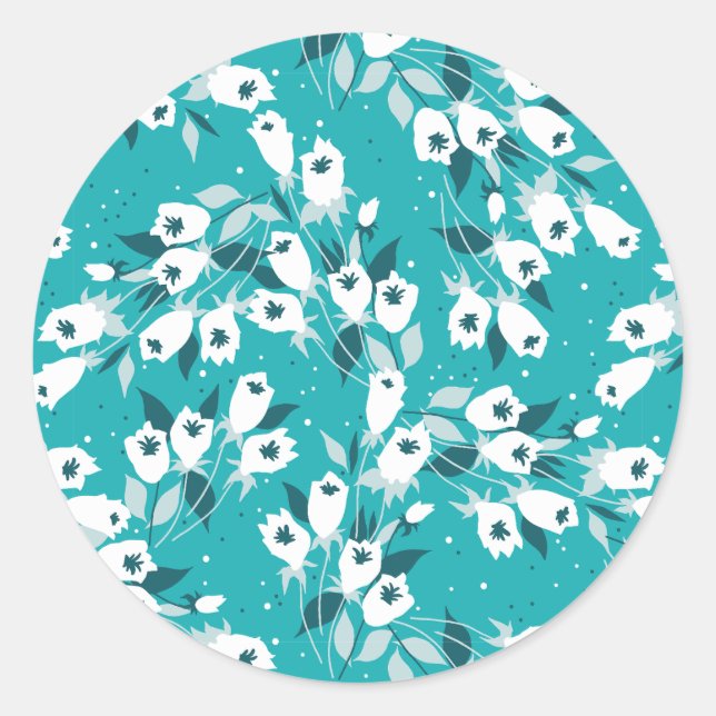 Sticker Rond Design d'art botanique Motif élégant à la fleur de (Devant)