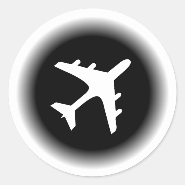 Sticker Rond Design d'avion noir blanc (Devant)