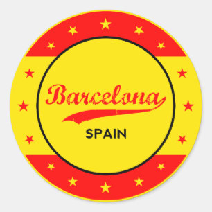 Sticker Rond Design de Barcelone avec drapeau espagnol couleurs