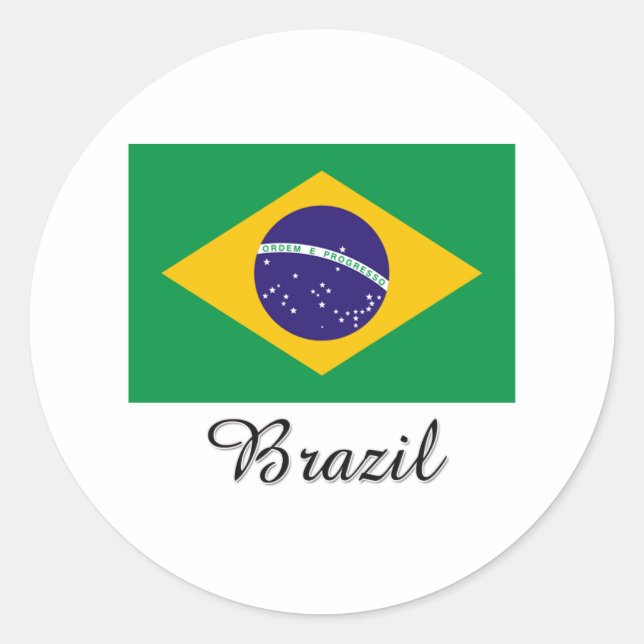 Sticker Rond Design de Brazil Flag (Devant)
