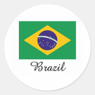 Sticker Rond Design de Brazil Flag