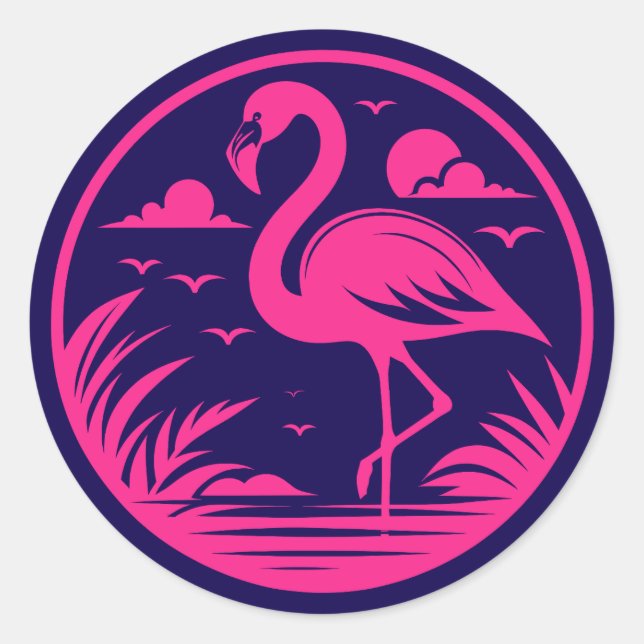 Sticker Rond Design de cercle d'été flamant rose-68730 (Devant)