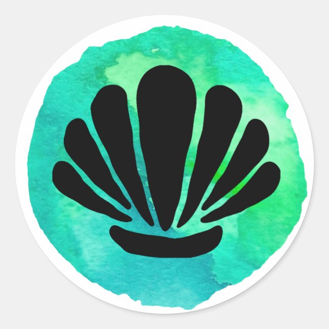 Sticker Rond Design de coquille verte (Devant)