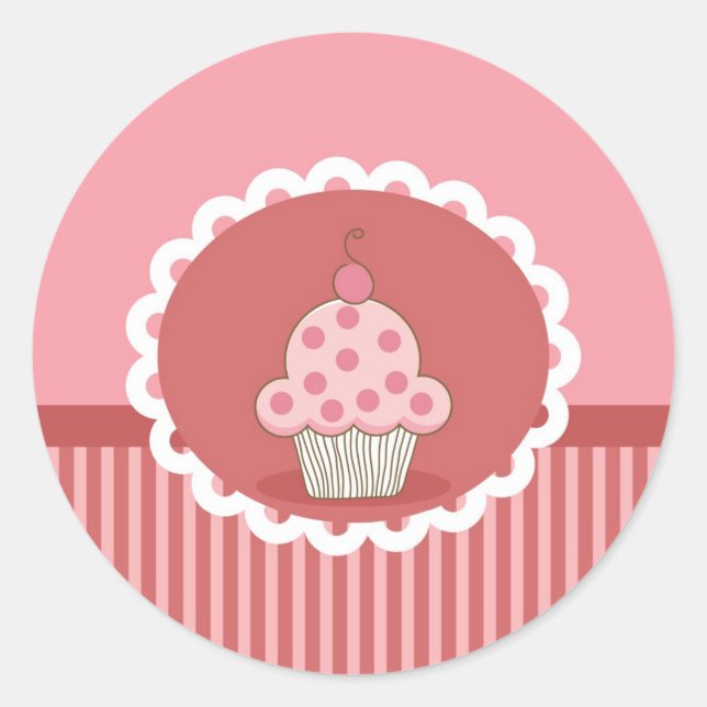 Sticker Rond Design de cupcake rose (Devant)