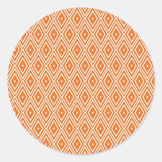 Sticker Rond Design de diamants orange et blanc (Devant)