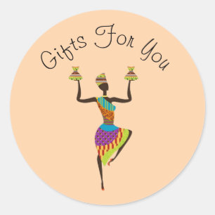 Sticker Rond Design de femme africaine Marque d'entreprise cade