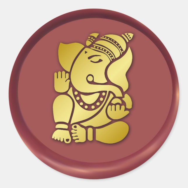 Sticker Rond Design de joint de cire Ganesha d'or (Devant)