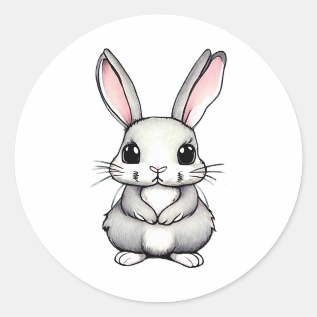 Sticker Rond Design de lapin mignon (Devant)