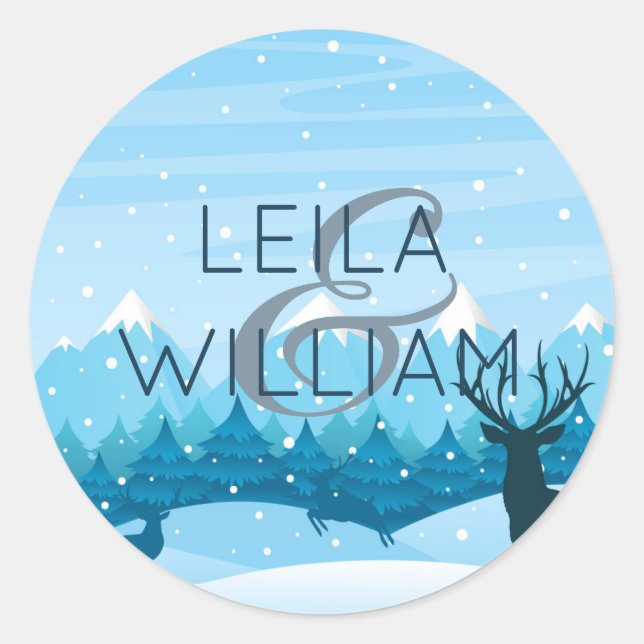 Sticker Rond Design de mariage élégant Bleu (Devant)