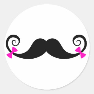 Sticker Rond Design de moustache avec arcs roses