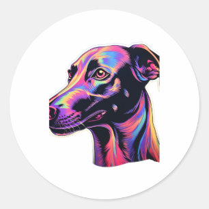 Sticker Rond Design de néon Greyhound