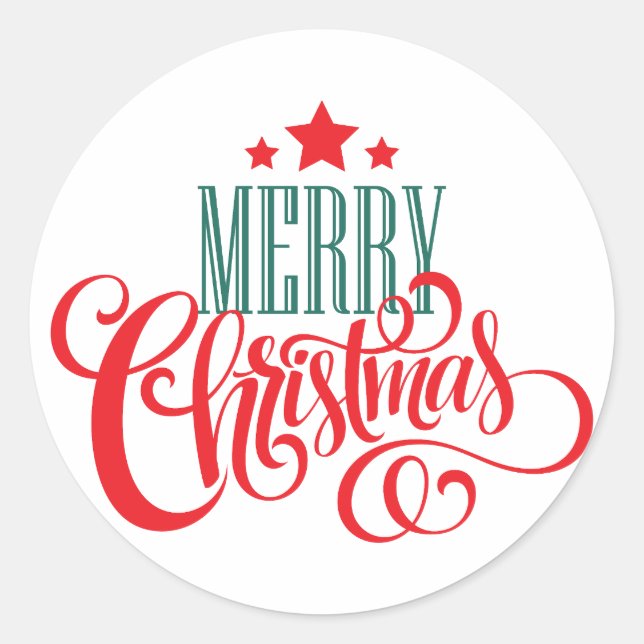 Sticker Rond Design de Noël et étoiles (Devant)