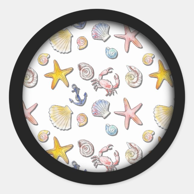 Sticker Rond Design de plage simple et agréable (Devant)