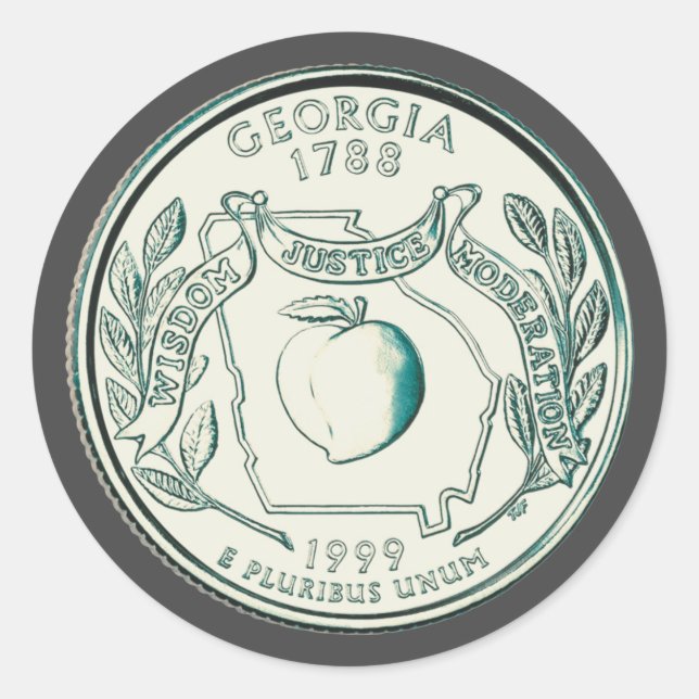 Sticker Rond Design de quartier d'état de Géorgie teintée (Devant)