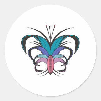 Sticker Rond Design de tatouage à fleurs papillon