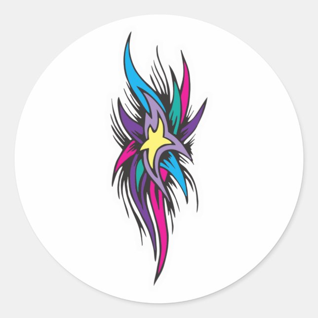 Sticker Rond Design de tatouage Star Tails (Devant)