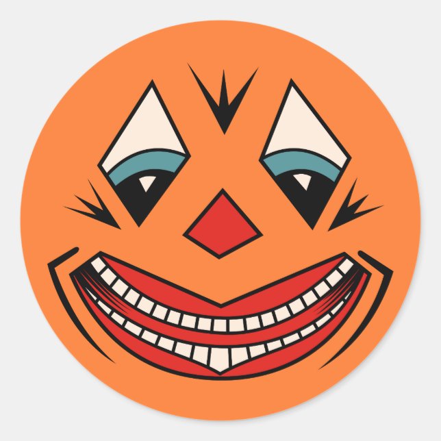 Sticker Rond Design de visage d'Halloween des années 1920 (Devant)