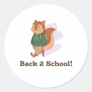 Sticker Rond design d'écureuil scolaire mignon