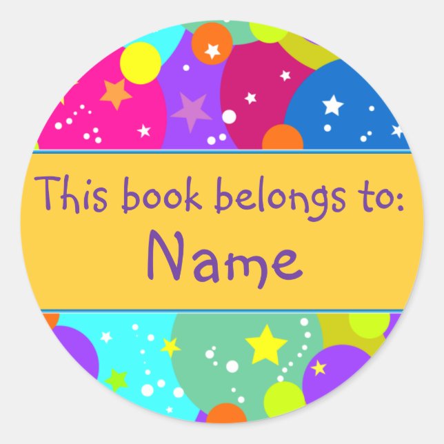 Sticker Rond Design d'étoile - Plaque de livre (Devant)