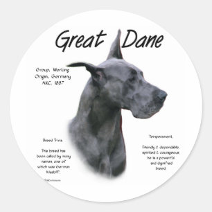 Sticker Rond Design d'histoire Blue Great Dane