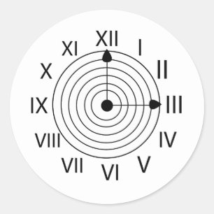 Sticker Rond Design d'horloge romaine noir et blanc