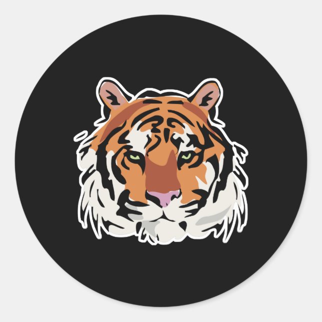 Sticker Rond Design du visage du tigre cool (Devant)