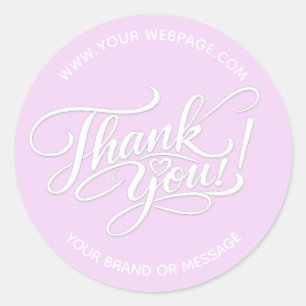 Sticker Rond Design élégant « Merci » écrit à la main avec cœur
