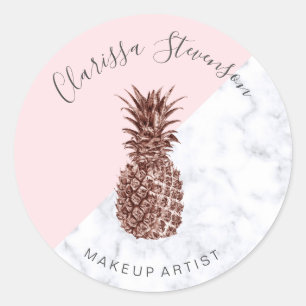 Sticker Rond Design élégant rose or ananas rose maquillage