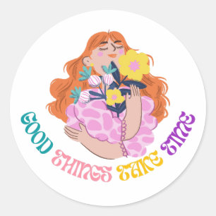 Sticker Rond Design esthétique floral inspirant pour fille