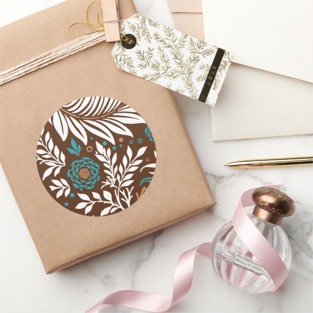 Sticker Rond Design floral 23 (Cadeaux)