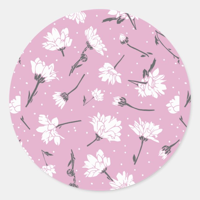 Sticker Rond Design Floral Rose - Art Fleur Élégant (Devant)
