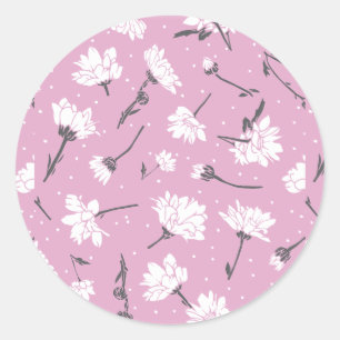 Sticker Rond Design Floral Rose - Art Fleur Élégant