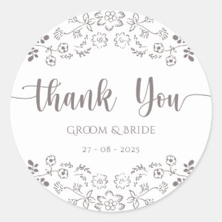 Sticker Rond Design floral rose clair Mariage élégant