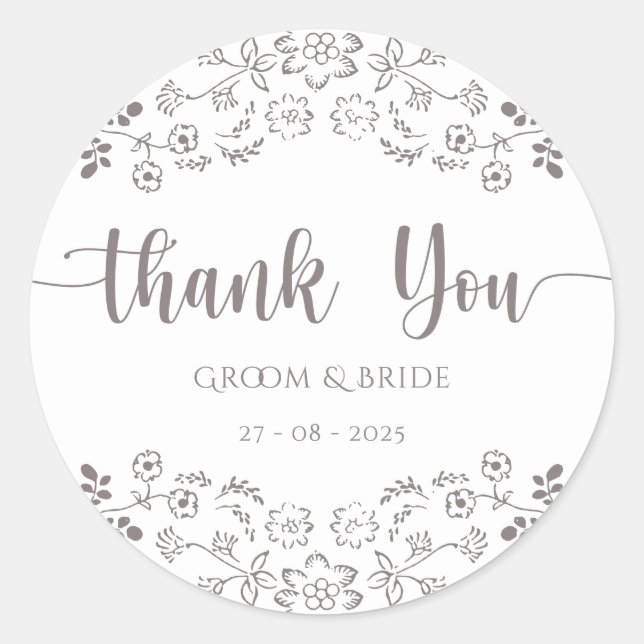 Sticker Rond Design floral rose clair Mariage élégant (Devant)