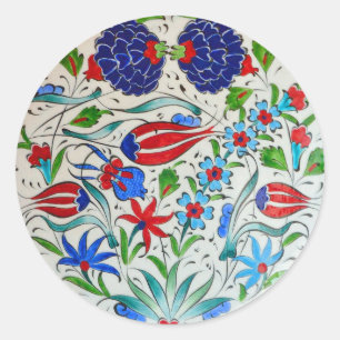 Sticker Rond Design floral turc