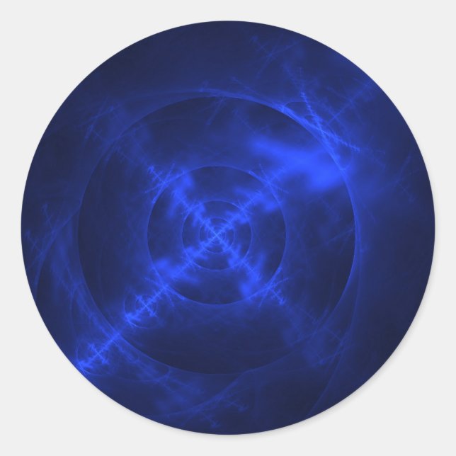 Sticker Rond Design fractal Blue Swirls (Devant)