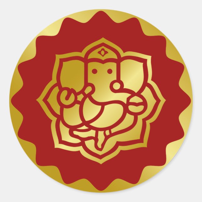 Sticker Rond Design Golden Ganesha (Devant)