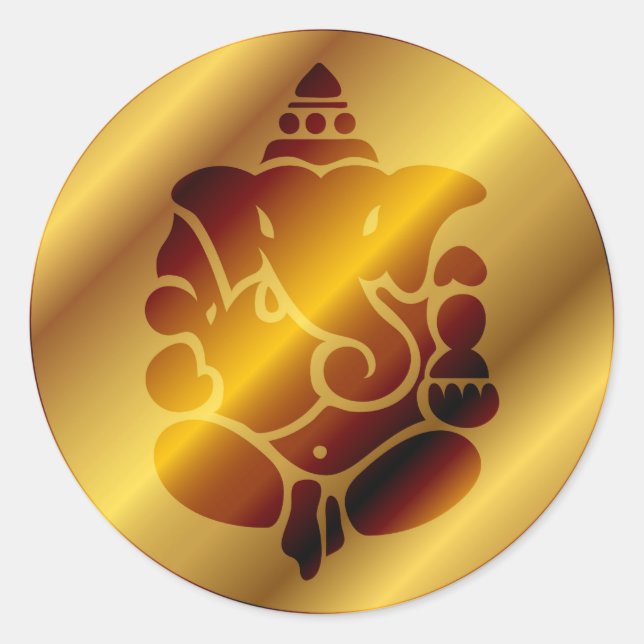 Sticker Rond Design Golden Ganesha (Devant)