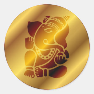 Sticker Rond Design Golden Ganesha