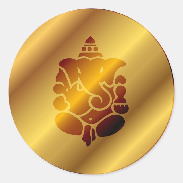 Sticker Rond Design Golden Ganesha (Devant)