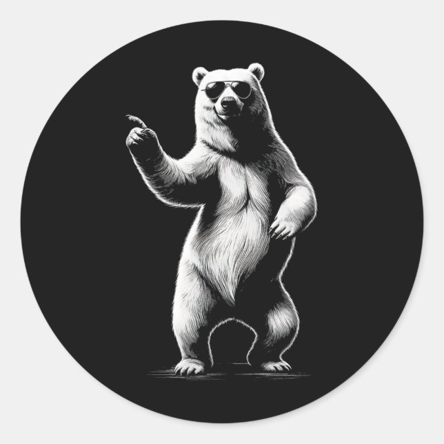 Sticker Rond Design graphique de l'ours dansant (Devant)