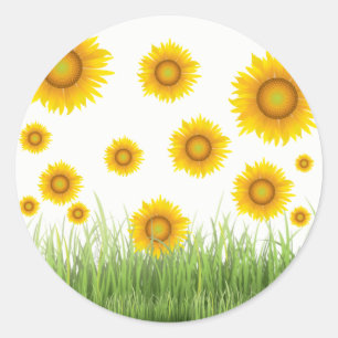 Sticker Rond Design graphique de tournesol brillant et élégant