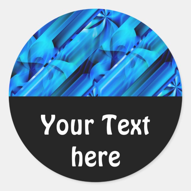 Sticker Rond Design graphique transparent - bleu noir I (Devant)