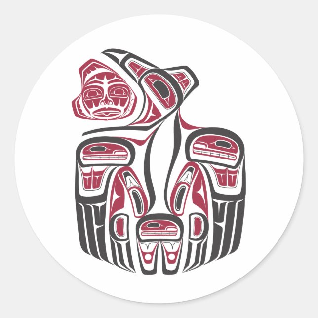 Sticker Rond Design Haida Raven (Devant)