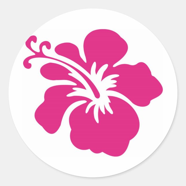 Sticker Rond Design Hibiscus rose (Devant)