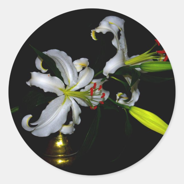 Sticker Rond Design irlandais en laiton et en fleur (Devant)