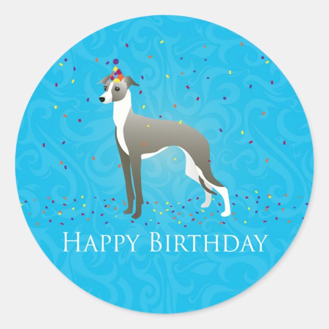 Sticker Rond Design italien Greyhound (Devant)