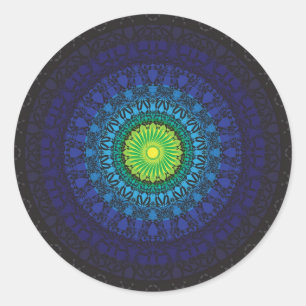 Sticker Rond Design Mandala noir