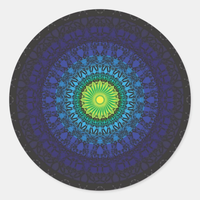 Sticker Rond Design Mandala noir (Devant)
