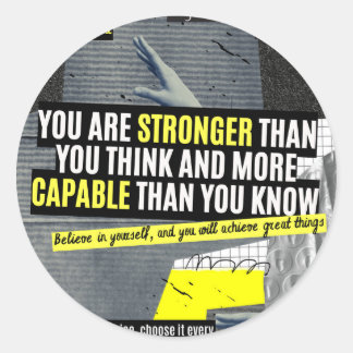 Sticker Rond Design maximaliste jaune avec phrases positives